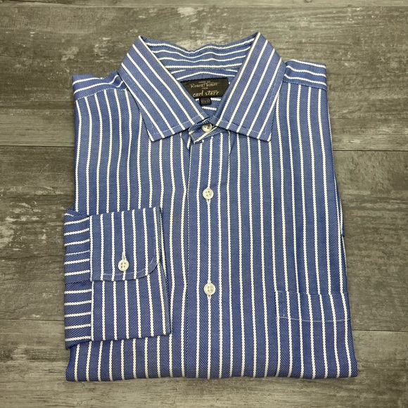 Robert Talbott Blue and White Striped Dress Shirt - Picture 1 of 3